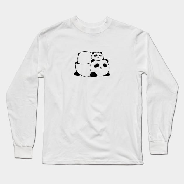 Panda Couple Love Cute Manga Sleepy Siblings Family Sisters Twins Partnerlook Gift Long Sleeve T-Shirt by Kibo2020